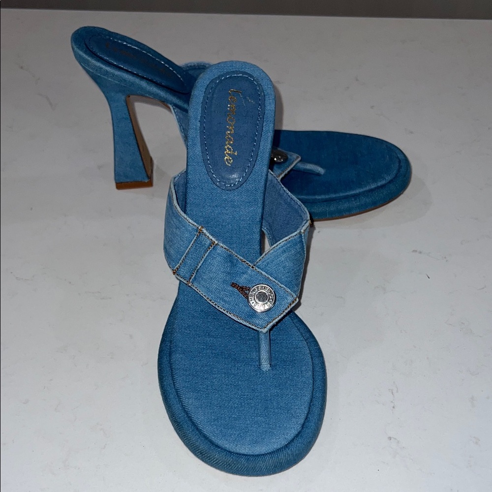 Lemon Denim Blue Heeled Sandals
